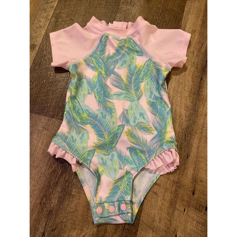 Floatimini Swimsuit Girls Size 24 Months Aqua Tropical Print One Piece